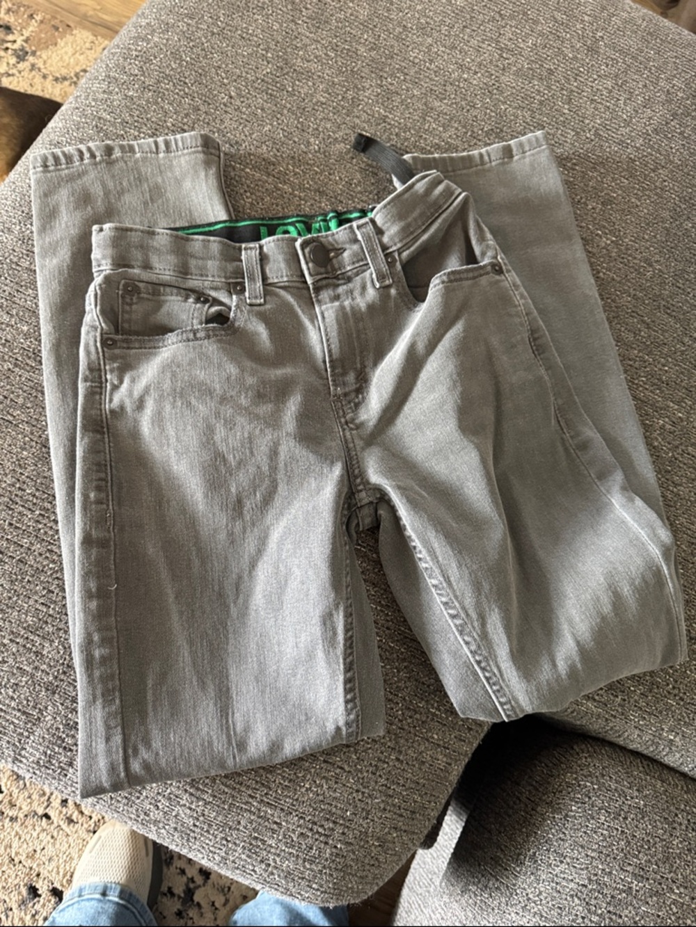 Levi Boys sz 12 Light Gray Straight Jeans